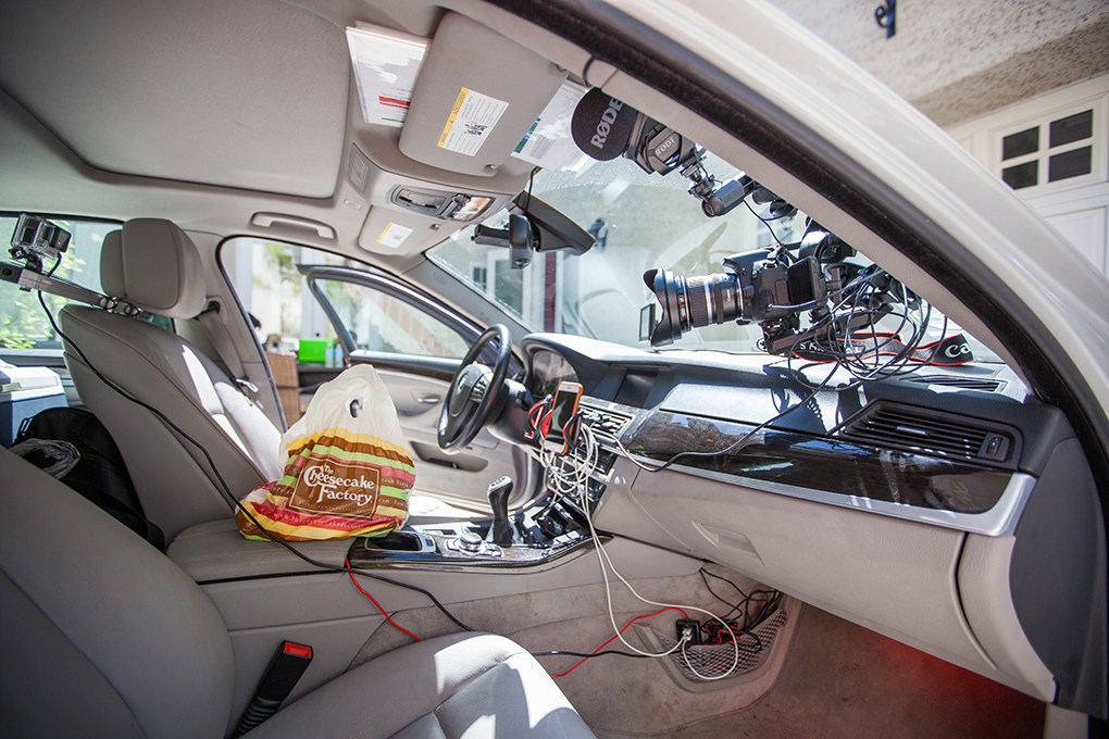 The BMW's cockpit prior to the LA departure